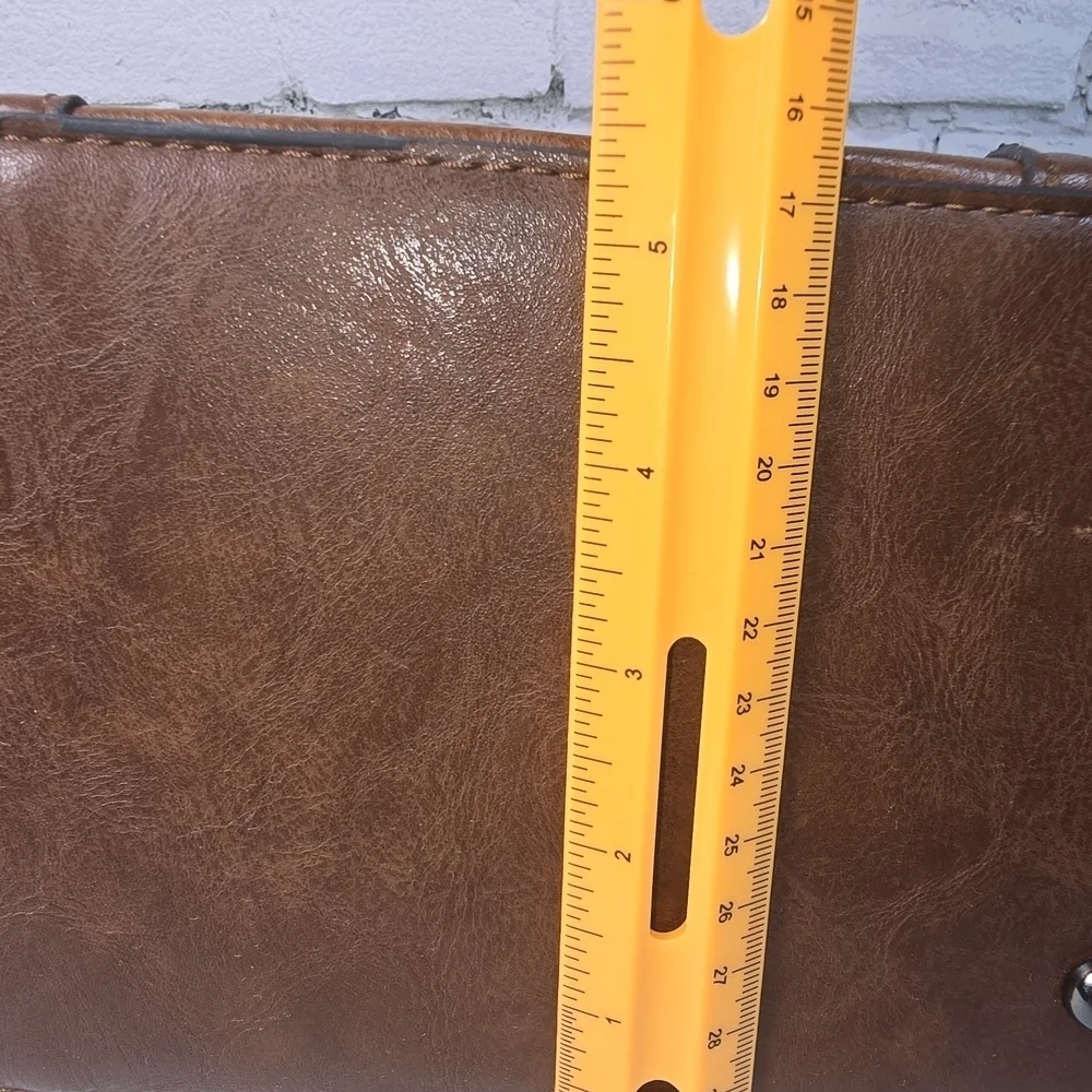 H SAMS VINTAGE BROWN SATCHEL PURSE HANDBAG LEATHER HONEYCOMB METAL DETAIL
